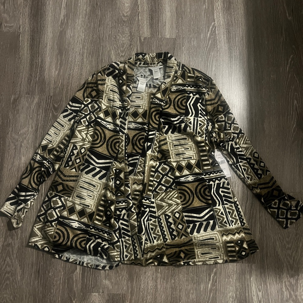 Multiples Essentials 2 piece Jacket and Tank top tunic Geometric plus size 1x